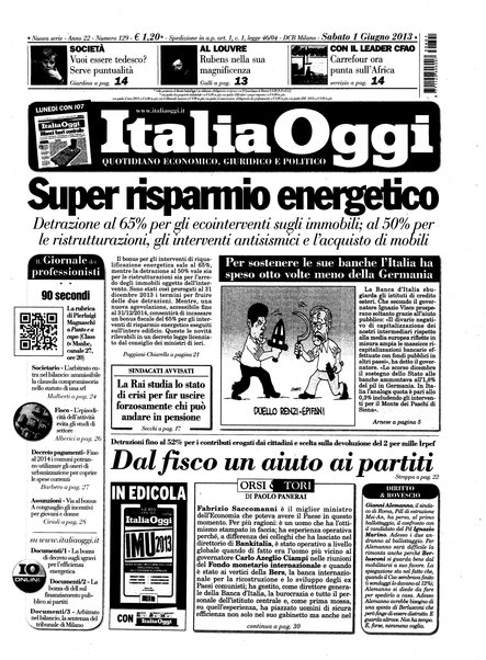 Italia oggi : quotidiano di economia finanza e politica